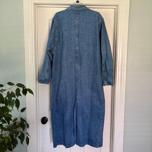 Sale! 🎉 VTG Sunbelt Sportswear oversized denim duster trench coat , M/L - Picture 2 of 5